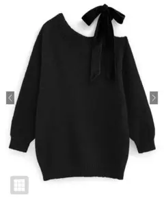 GRL ワンショルダーベロアリボンニットミニワンピース