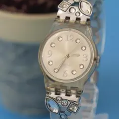 稼働品 スウォッチ SWATCH ブレスレット シルバー バングルウォッチ 時計