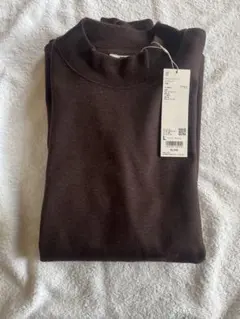 ユニクロU ブラッシュドジャージーモックネック　ワイン色長袖L 新品【匿名配送】