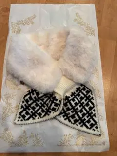 ファー付きネックウォーマー ホワイト