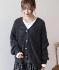 AMERICAN HOLIC Vネックシャギーニットカーディガン