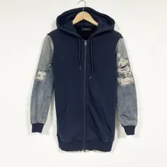 DIESEL ディーゼル ダメージデニム切替 ジップパーカー