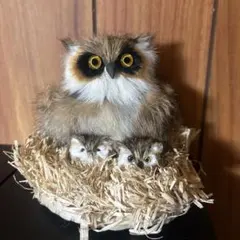 親子フクロウ置物