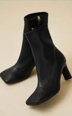 ODETTE E ODILE スクエアストレッチショートブーツ 24 ブラック