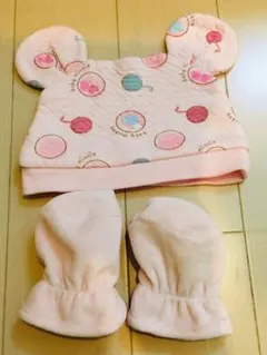 ☆可愛い耳のベビーミニの帽子&ミトン