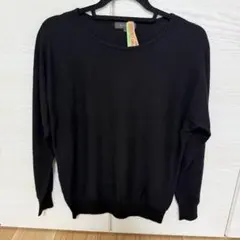 リフレクト ニット セーター長袖 シルク　ウール　カシミア混合 ブラック M