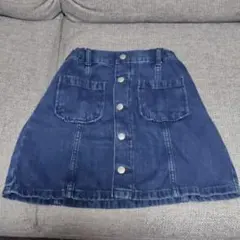 GU ジーユーデニムスカート 飾りボタン付き 濃紺 キッズ 140
