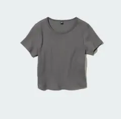 UNIQLO グレー リブ編み Tシャツ M