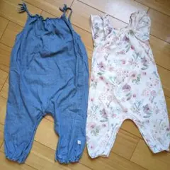 NEXT ネクストベビー 花柄＆デニムロンパース 70.80