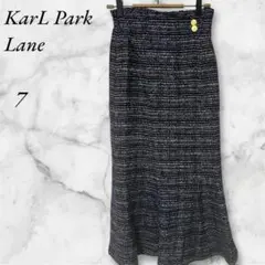カールパークレーン　マーメイドライン　ロングスカート　ツイード　７　ネイビー