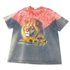 マウンテンTシャツ　タイダイ染め　ライオン　サファリ　HABITAT製　8aのサムネイル