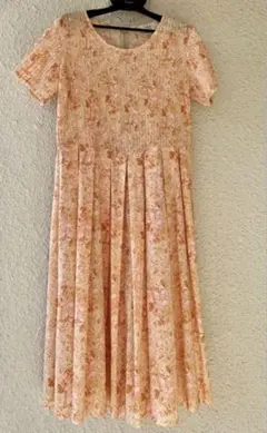 ローラアシュレイ　ワンピース　綿100% 花柄　オレンジ　大きいサイズ13