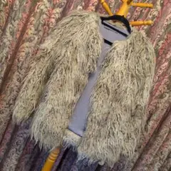 1970 プードルファー風 ショートジャケット ベージュ