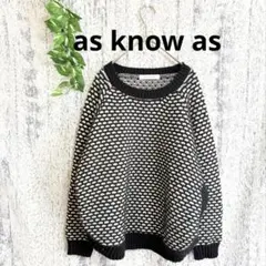 【as know as】 配色リンクス柄 長袖ニットセーター (F) 個性的