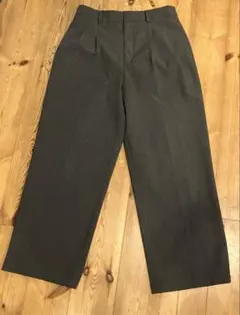 ユニクロ タックワイドパンツ ツータック グレー サイズL