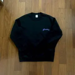 ワンポイントロゴ　プリント　スウェット　裏毛　トレーナー　黒