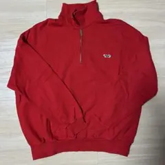 【The Fox Collection】赤 ハーフジップ トレーナー スウェット