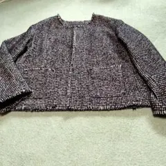 ユニクロ★ノーカラーツイードジャケット 黒と白