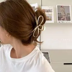 バンスクリップ 2色セット 髪飾り りぼん シルバー ゴールド バンスクリップ