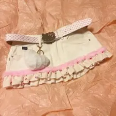 平成ギャル　00s ホワイトデニムフリルミニスカート　Y2K