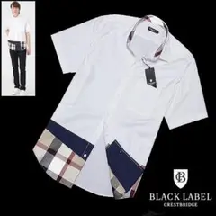 新品 M ブラックレーベル クレストブリッジ 切り替えCBチェック 半袖シャツ