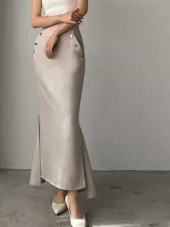 未使用 サイドスリットマーメイドロングスカート アイボリー 大人上品ポケット付き