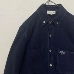 LACOSTE ボタンダウン　インディゴ鹿の子長袖シャツ　サイズM