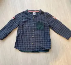 プチバトー 80cm 長袖チェックシャツ
