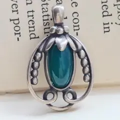 希少　ジョージジェンセン ヘリテージ 1990 　ペンダント グリーンアゲート