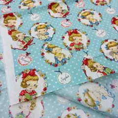ブルー マーガレットソフィ キルトゲイト パッチワーク 女の子 布 生地 はぎれ