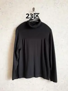 23区 タートルネックニット 長袖 薄手 黒 オンワード 毛100%