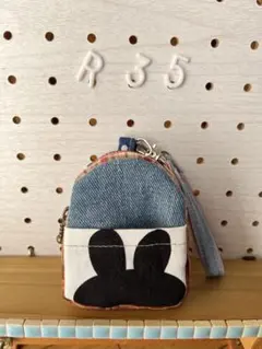 牛柄　ポーチ　デニムリメイク　くまちゃんポーチ　MINIポーチ 牛柄 コインポーチ デニムリメイク くまちゃんポーチ MINIポーチ