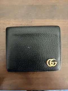美品 GUCCI グッチ GGマーモント 二つ折り財布 ブラック レザー 正規品