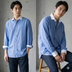 【激レア✨裾ポニー刺繍】ポロラルフローレン 90S メンズ ブルー 長袖シャツ