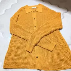 WEGO メッシュ ポロカーディガン マスタード