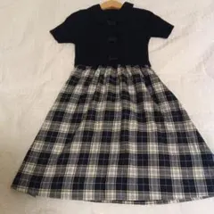 マムエモア　ネイビー 半袖 ワンピース　お受験　ファミリア