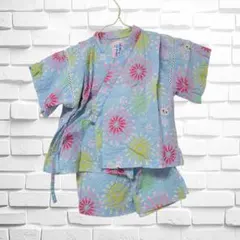 【MIKI HOUSE】みきはうす 甚平 80 水色 girl 花火柄