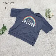 ピーナッツ　スヌーピー　Tシャツ 半袖　レインボーロゴプリント　キャラT L