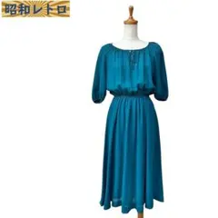 【昭和レトロ】半袖ワンピース/無地/M/古着/60'70'/No.1608