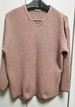 bradlay 春夏　薄手ニット　カットソー　サーマル風　ピンク