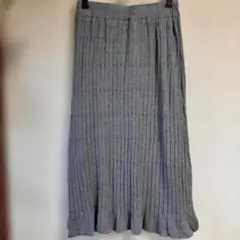 新品タグなし 未使用 グレーニットスカート グレーロングスカートリブ編み