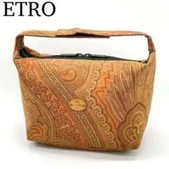 【良品】ETRO バニティ メイクポーチ ポシェット ペイズリー柄 ブラウンのサムネイル