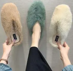 ルームシューズ 室内履きスリッパ ファー レディース もこもこ45