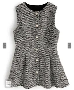 GRL ツイードペプラムベスト