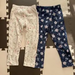 お値下げ‼︎ 長ズボン花柄キッズボトムス 2枚セット　裏起毛