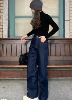 GRL ハイウエストセミワイドデニムパンツ[cu472