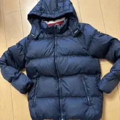 美品TOMMY HILFIGER フード付きダウンコート164 紺
