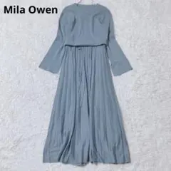 ミラオーウェン　ニットワンピース　マキシ丈　プリーツ　フレア　華やか　サイズ1