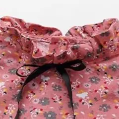 ワンピース キッズ 長袖 花柄 リボン付き 襟フリル フレア おしゃれ 子供