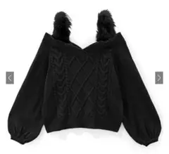 ケーブル編みオフショルダーファーストラップニットトップス　an 1203